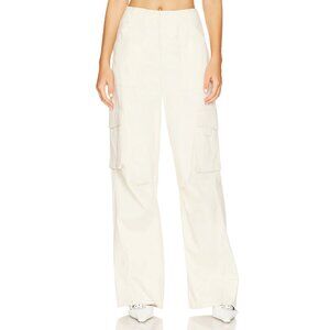 NWOT L'Academie Ashlen Stretch Cotton Cargo Pants in Off White Ivory - Size S